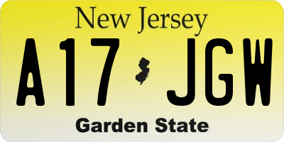 NJ license plate A17JGW
