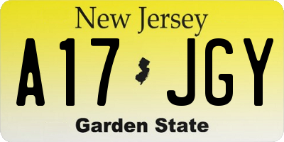 NJ license plate A17JGY