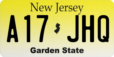 NJ license plate A17JHQ