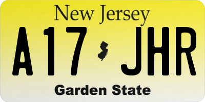 NJ license plate A17JHR
