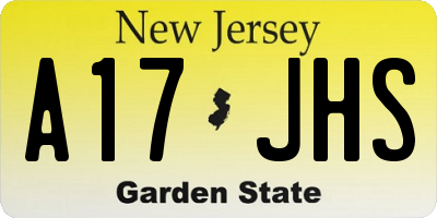 NJ license plate A17JHS