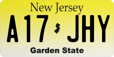 NJ license plate A17JHY