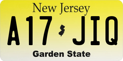 NJ license plate A17JIQ