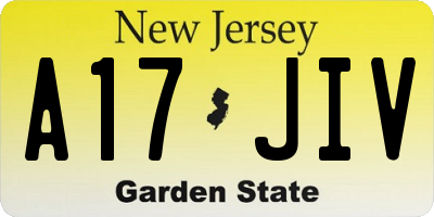 NJ license plate A17JIV