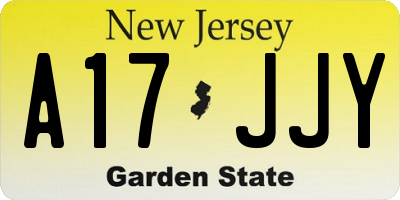 NJ license plate A17JJY