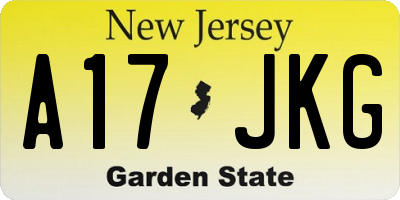 NJ license plate A17JKG
