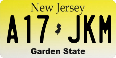 NJ license plate A17JKM