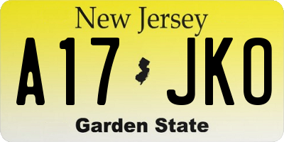 NJ license plate A17JKO