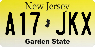 NJ license plate A17JKX