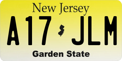 NJ license plate A17JLM