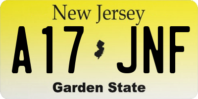 NJ license plate A17JNF