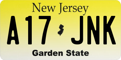 NJ license plate A17JNK