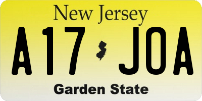 NJ license plate A17JOA