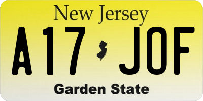 NJ license plate A17JOF
