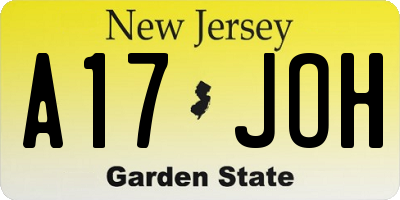 NJ license plate A17JOH