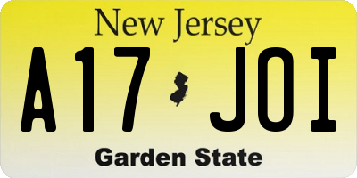 NJ license plate A17JOI