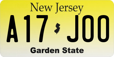 NJ license plate A17JOO