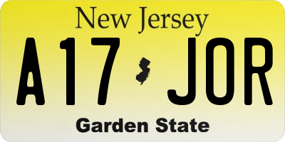 NJ license plate A17JOR