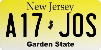 NJ license plate A17JOS