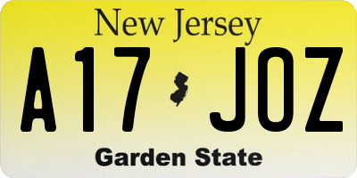 NJ license plate A17JOZ