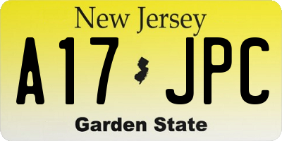 NJ license plate A17JPC