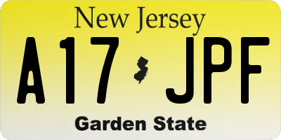 NJ license plate A17JPF