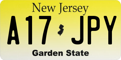 NJ license plate A17JPY