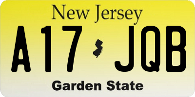 NJ license plate A17JQB