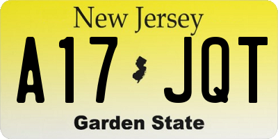 NJ license plate A17JQT