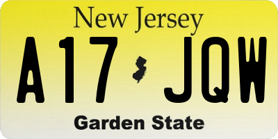 NJ license plate A17JQW