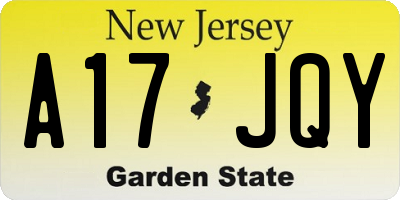 NJ license plate A17JQY