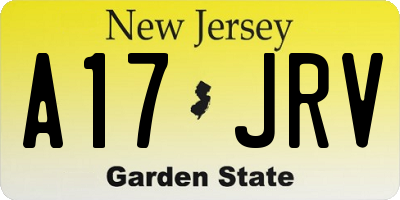 NJ license plate A17JRV