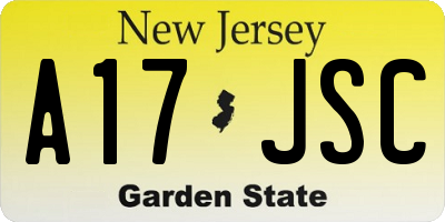 NJ license plate A17JSC