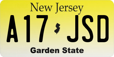 NJ license plate A17JSD