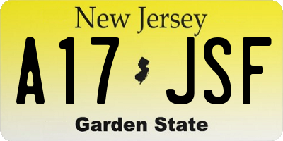 NJ license plate A17JSF
