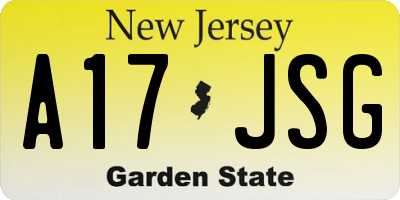 NJ license plate A17JSG