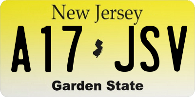 NJ license plate A17JSV