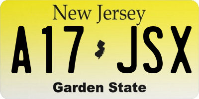NJ license plate A17JSX