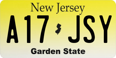 NJ license plate A17JSY