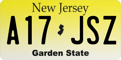 NJ license plate A17JSZ