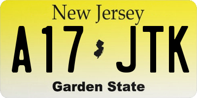 NJ license plate A17JTK
