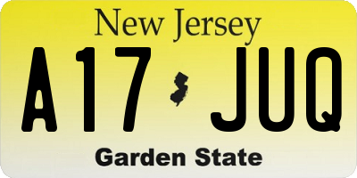 NJ license plate A17JUQ