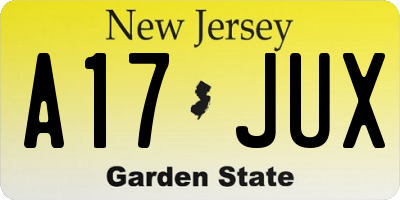 NJ license plate A17JUX