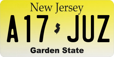 NJ license plate A17JUZ