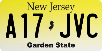 NJ license plate A17JVC