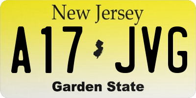 NJ license plate A17JVG