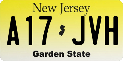 NJ license plate A17JVH