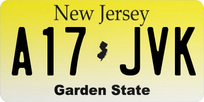 NJ license plate A17JVK