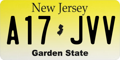 NJ license plate A17JVV