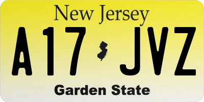 NJ license plate A17JVZ
